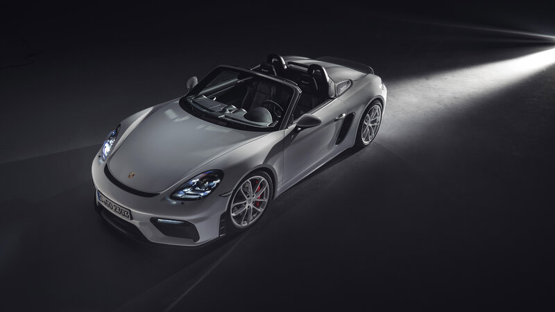Silver Porsche Convertible — Gray, Dramatic, Photograph, Car
