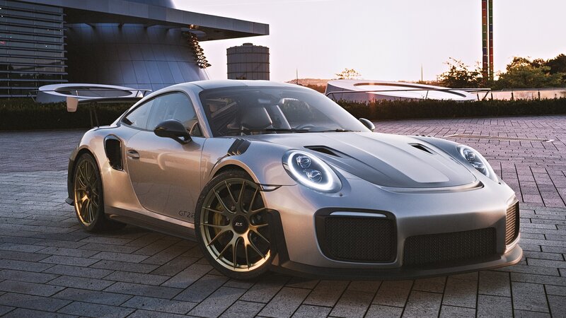 Silver Porsche Gt2 Rs — Dramatic