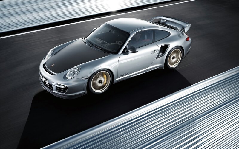 silver porsche gt2 rs on track
