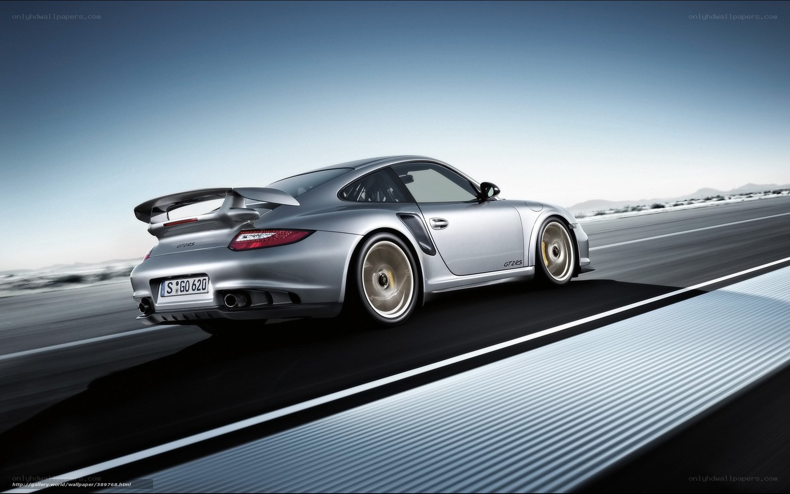 Silver Porsche GT2 RS on track