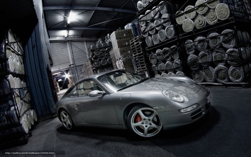 Silver Porsche in warehouse