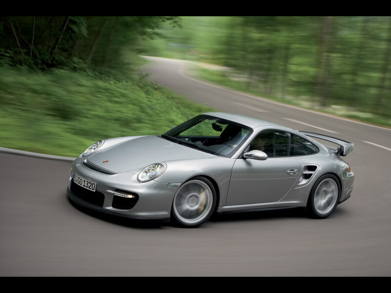 Silver Porsche on Road — Dynamic