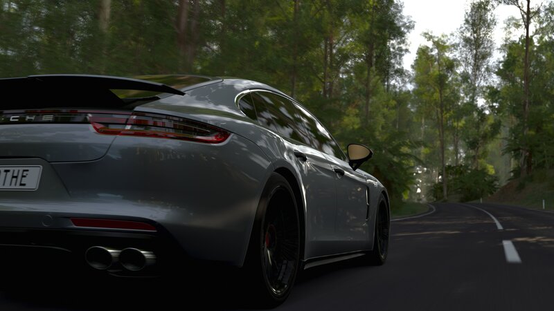 Silver Porsche on Road — Gray, Serene