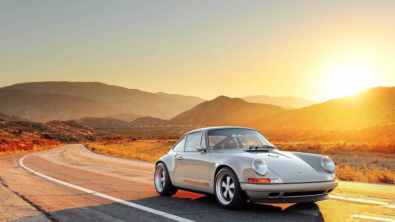 Silver Porsche on Road — Gray
