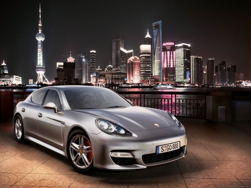 Silver Porsche Panamera — Dramatic