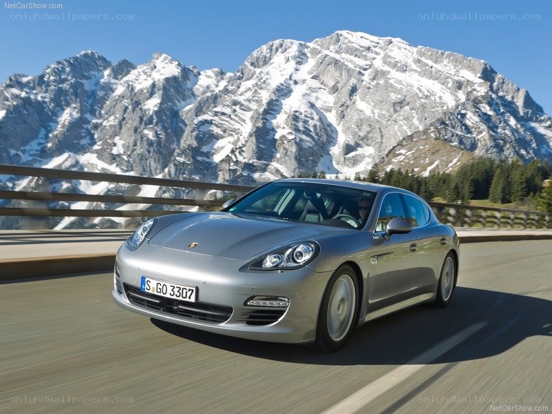 silver porsche panamera driving