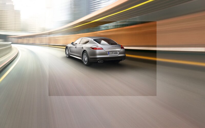 Silver Porsche Panamera — Gray, Dynamic, Afternoon