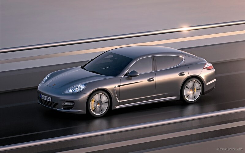 silver porsche panamera on highway