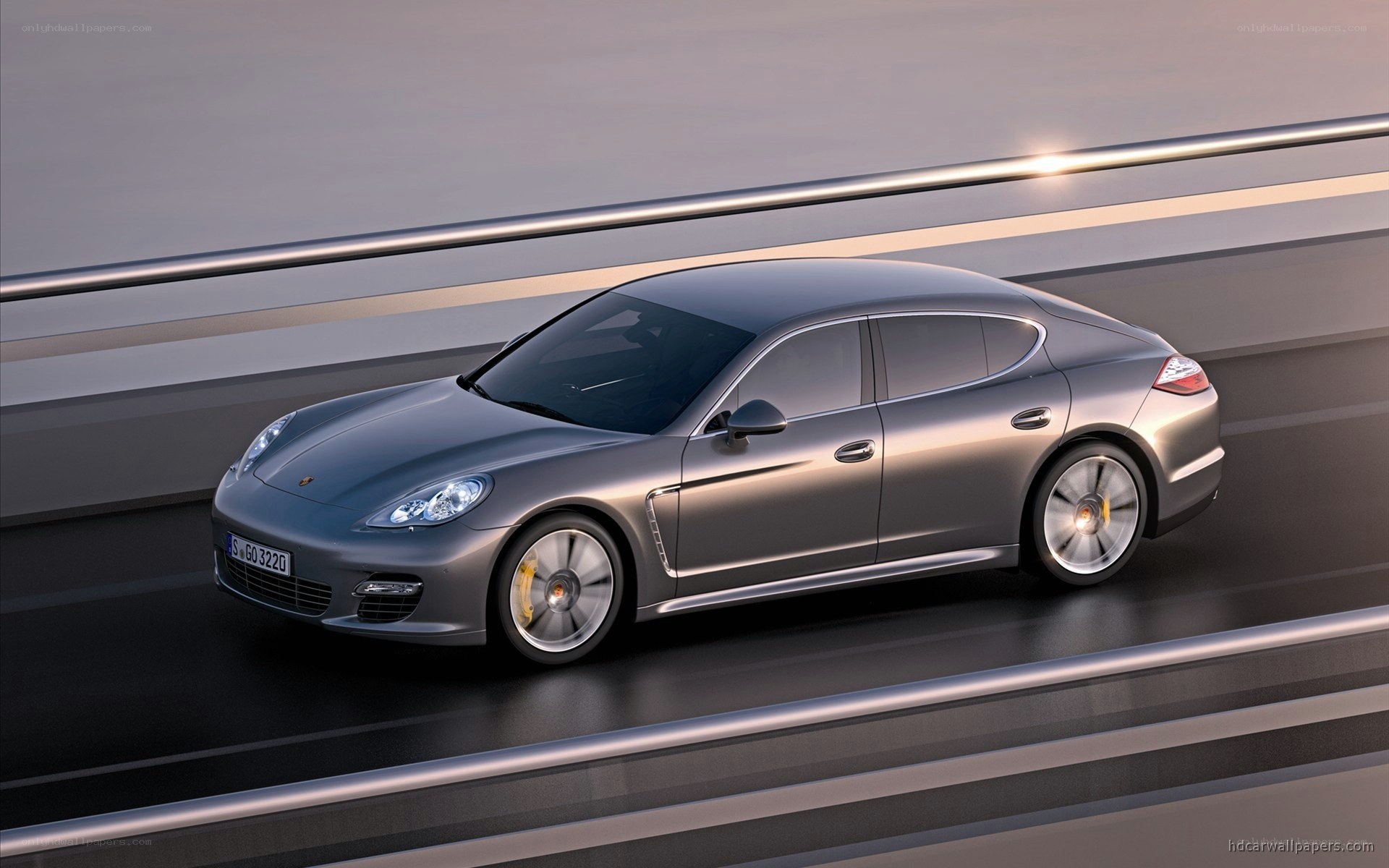 silver porsche panamera on highway