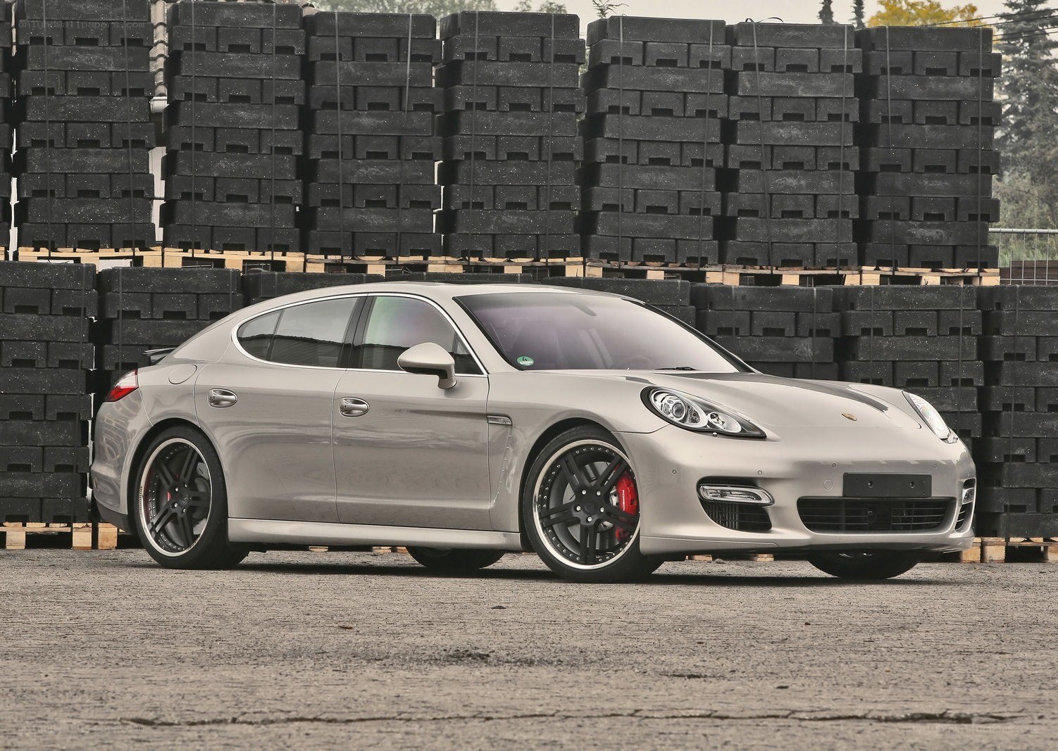 Silver Porsche Panamera parked