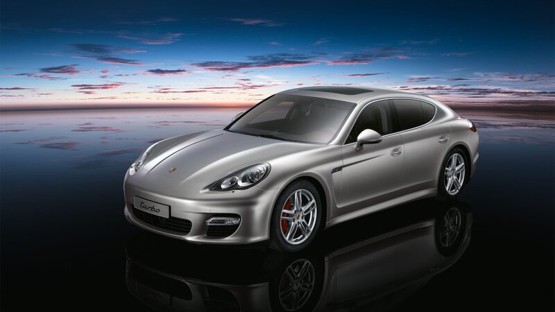 Silver Porsche Panamera — Serene, Sunset