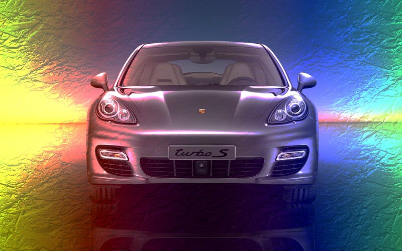 Silver Porsche Panamera — Yellow