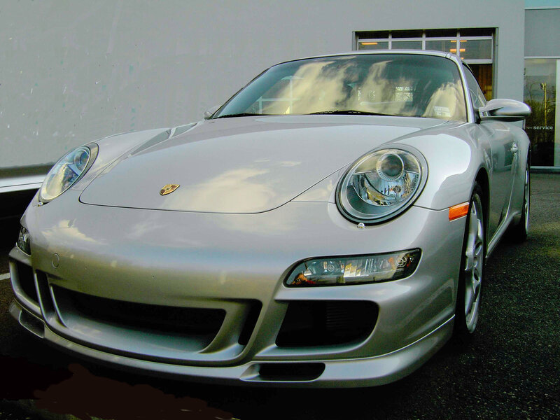silver porsche sports car