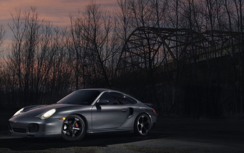 Silver Porsche Sports Car — Gray, Dramatic
