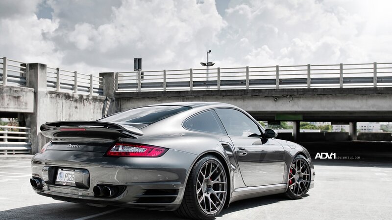 silver porsche turbo parked