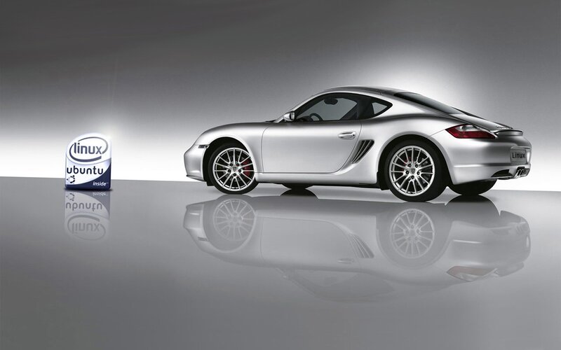 Silver Porsche with Linux Ubuntu