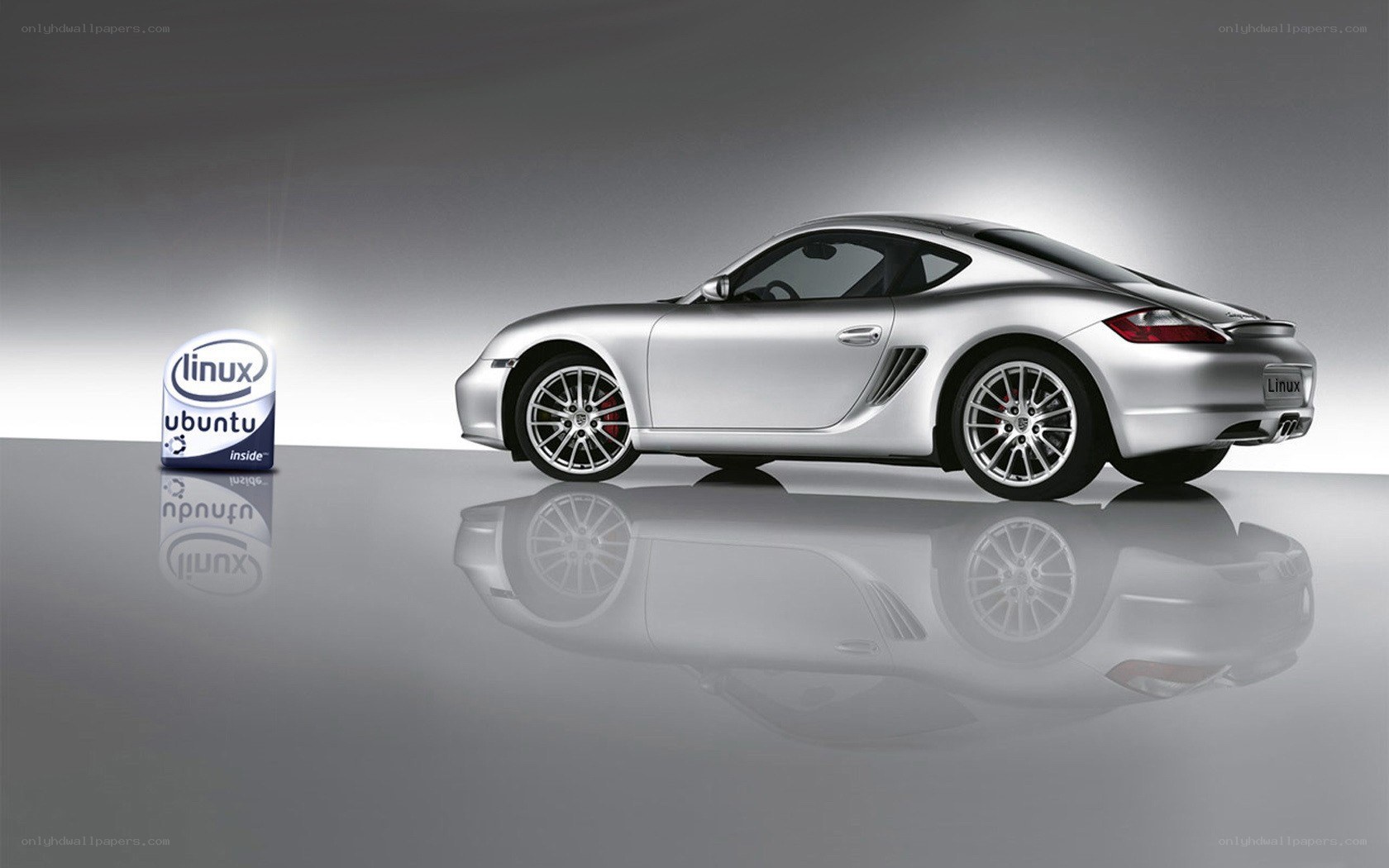 Silver Porsche with Linux Ubuntu