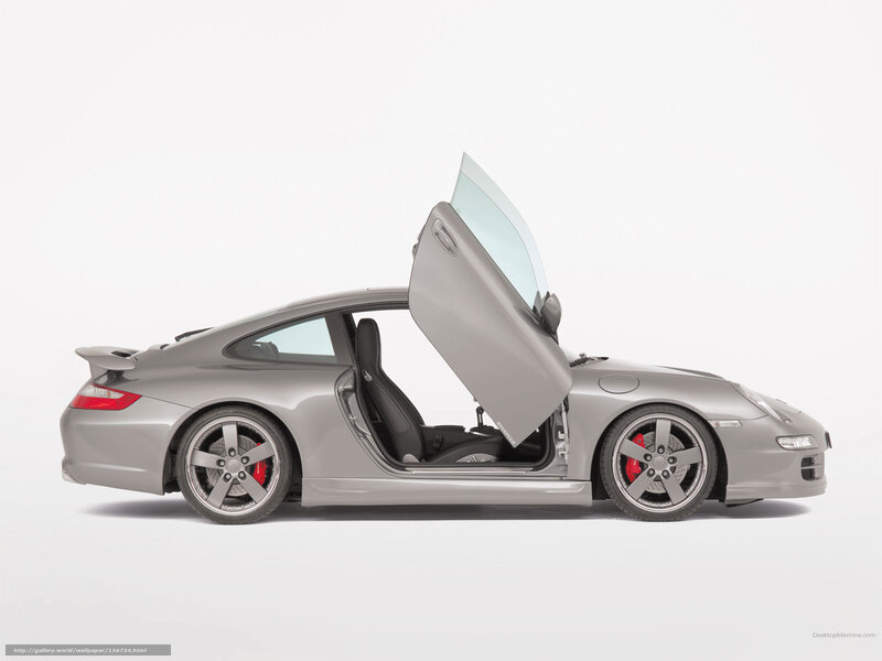 silver porsche with open door