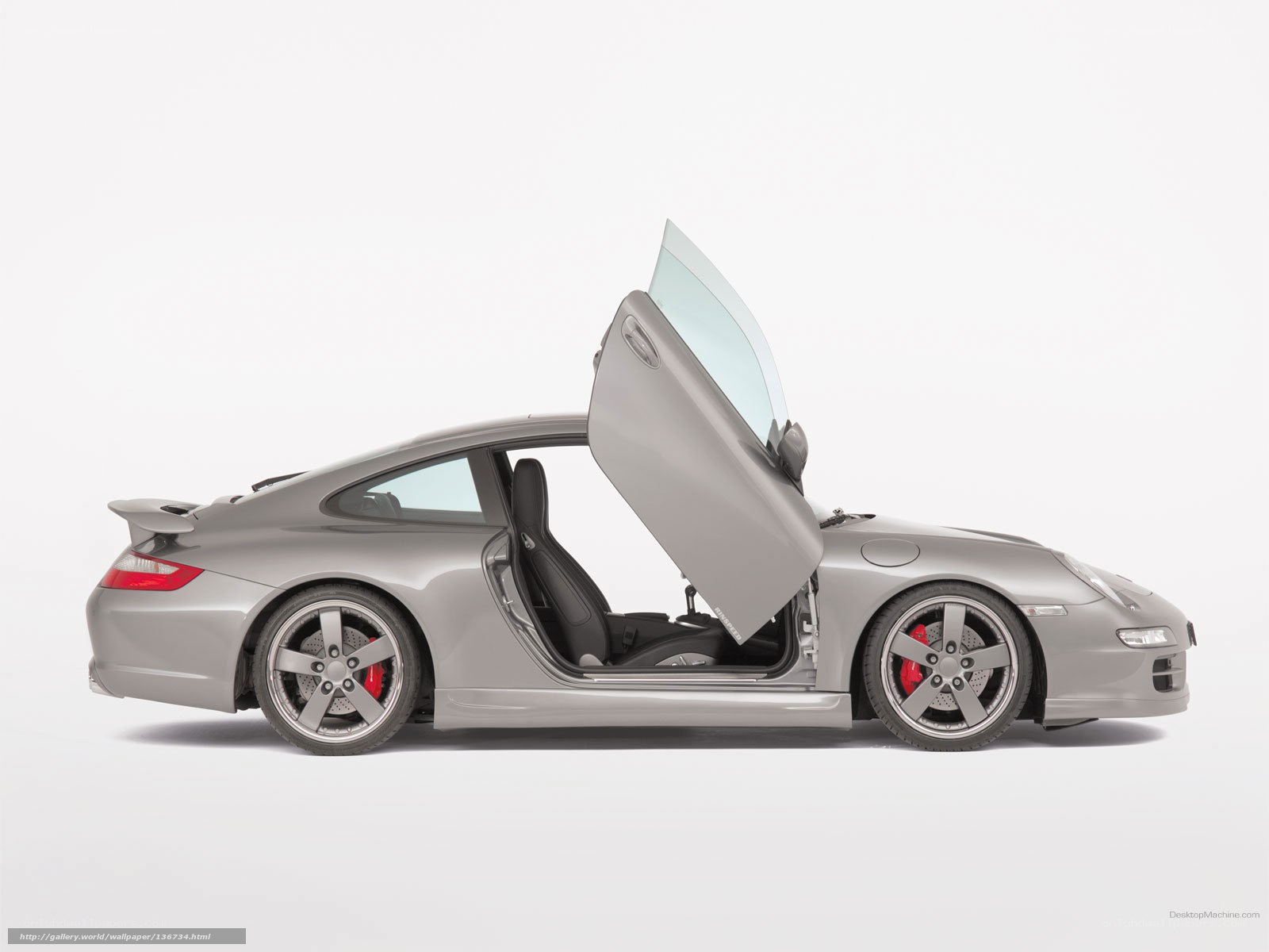 silver porsche with open door