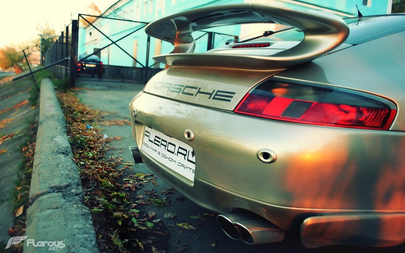 Silver Porsche with Rear Wing