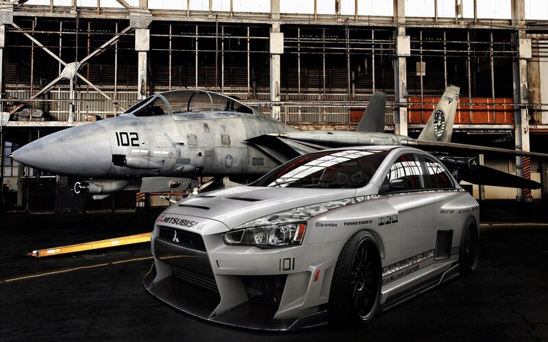 Silver Race Car and Jet — Gray, Dramatic