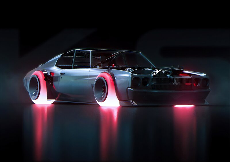 Silver Race Car — Black, Dark