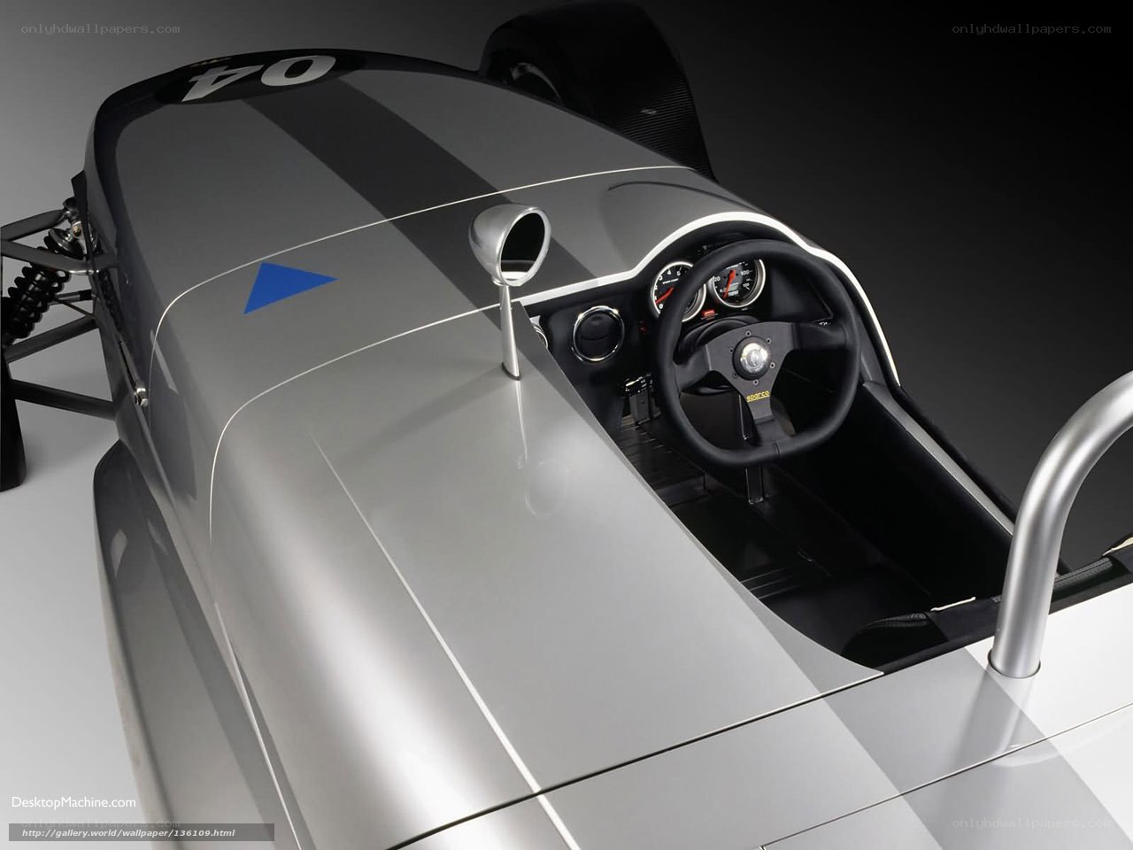 Silver race car cockpit