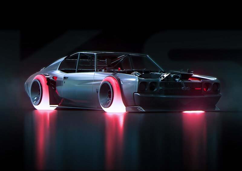 Silver Race Car — Dark