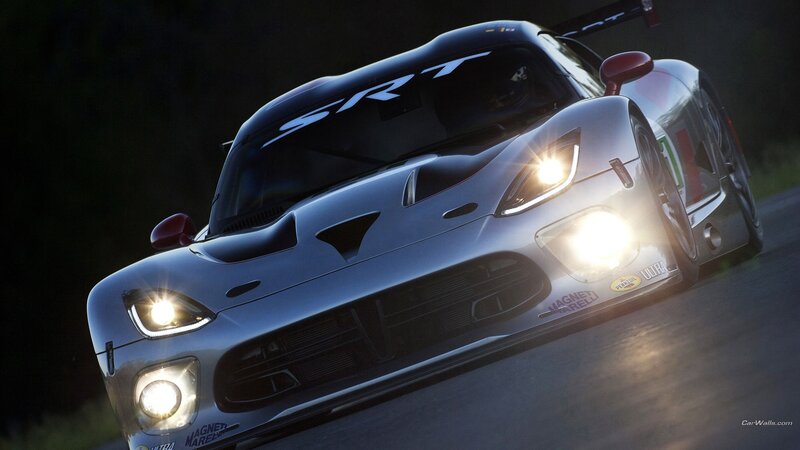 Silver Race Car — Dramatic, Night, 3d Render, Headlights