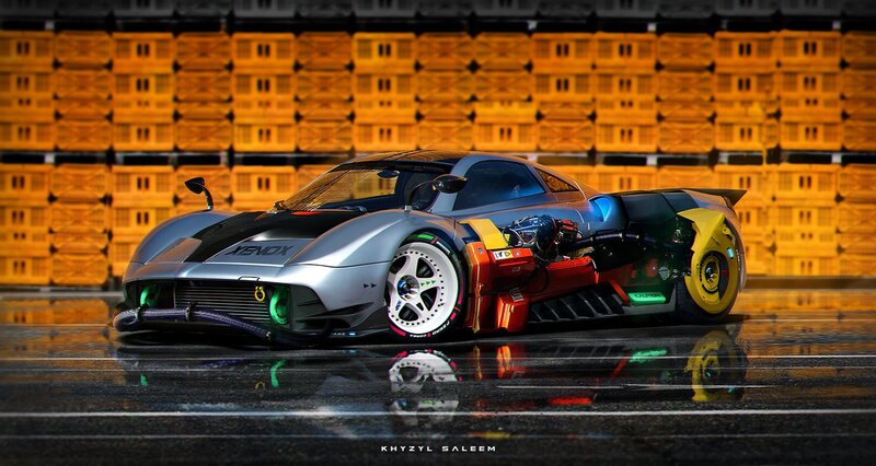 Silver Race Car — Dramatic, Night, Digital Art