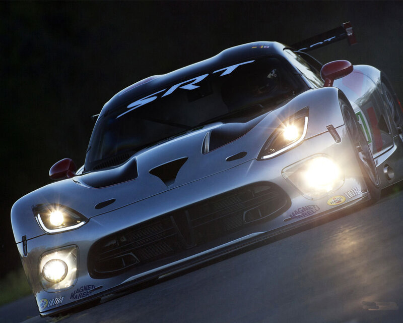 Silver Race Car — Dramatic, Night