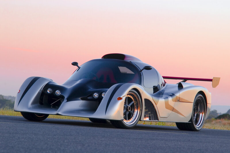 Silver Race Car — Dramatic, Sunset, Photograph, Road