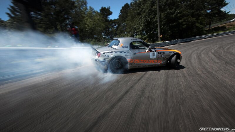 Silver Race Car Drifting — Gray, Dynamic, Afternoon