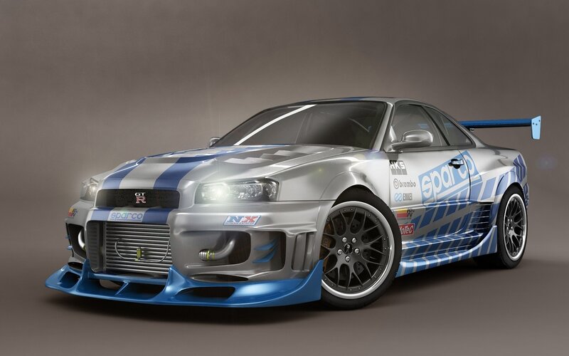 Silver Race Car — Dynamic, 3d Render, Blue Stripes, Racing Decals