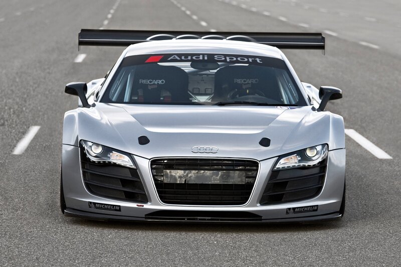 Silver Race Car — Dynamic, Photograph, Race Track