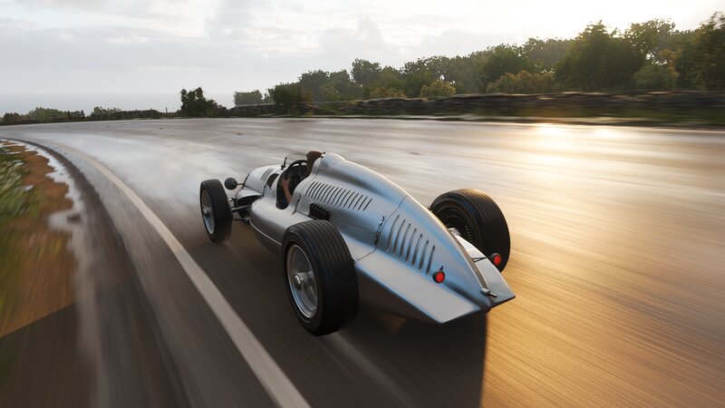 Silver Race Car — Dynamic, Sunset, 3d Render
