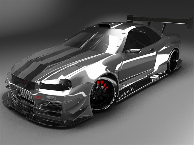 Silver Race Car — Gray, Dramatic, 3d Render