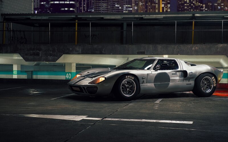 Silver Race Car — Gray, Dramatic, Night, Photograph