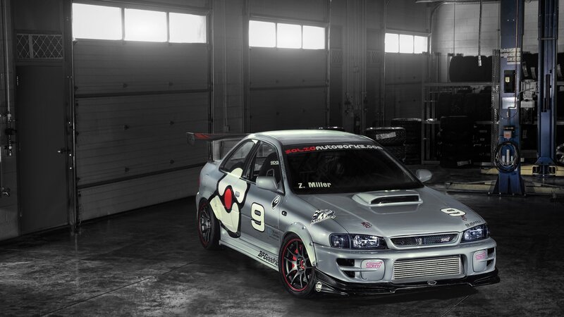 Silver Race Car — Gray, Dramatic, Photograph, Garage, Tires