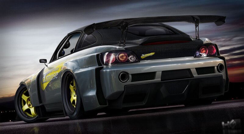 Silver Race Car — Gray, Dramatic, Sunset, Digital Art