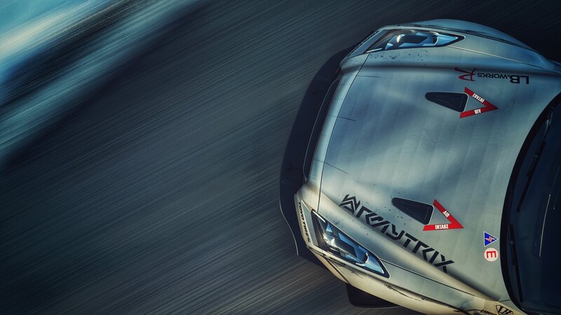 Silver Race Car — Gray, Dynamic, 3d Render, Road