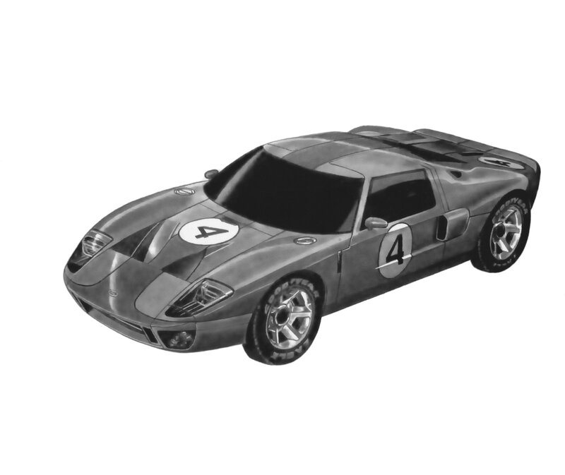 Silver Race Car — Gray, Dynamic, Illustration