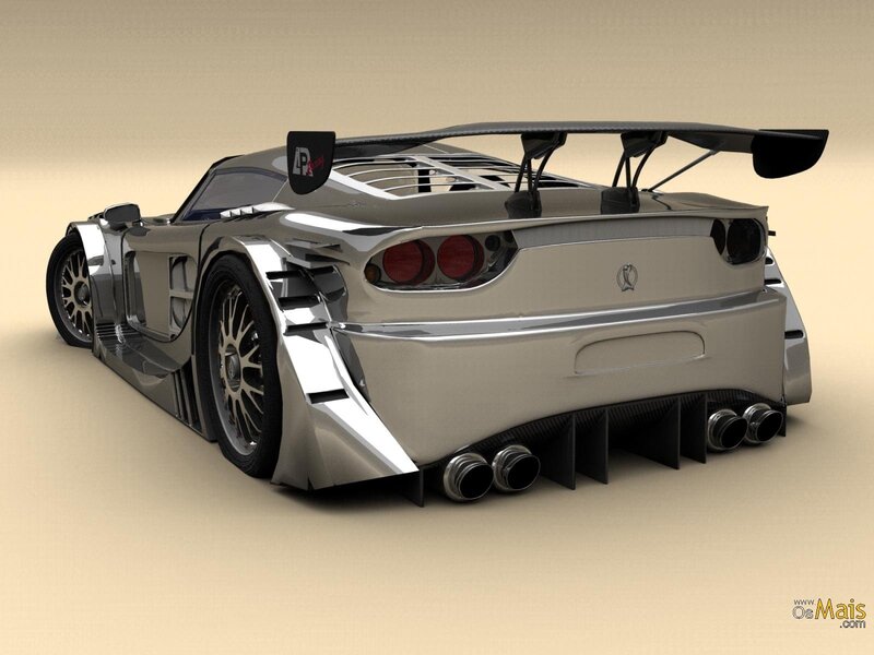 Silver Race Car — Neutral, 3d Render, Rear Wing, Exhaust Pipes