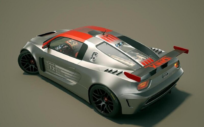 Silver Race Car — Neutral, 3d Render, Red Accents