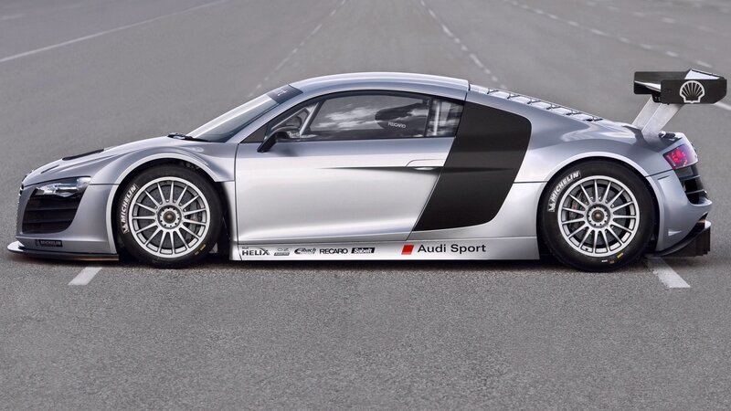 Silver Race Car — Neutral, Photograph, Race Car, Tire, Wing