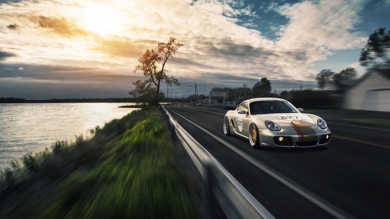 Silver Race Car on Road — Dramatic