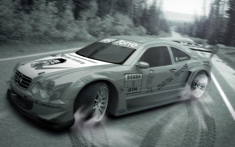 Silver Race Car on Road — Gray, Dynamic, Digital Art