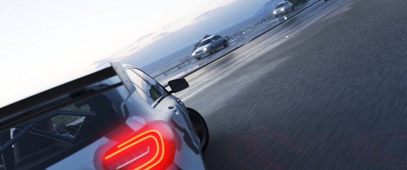 Silver Race Car on Road — Gray, Dynamic