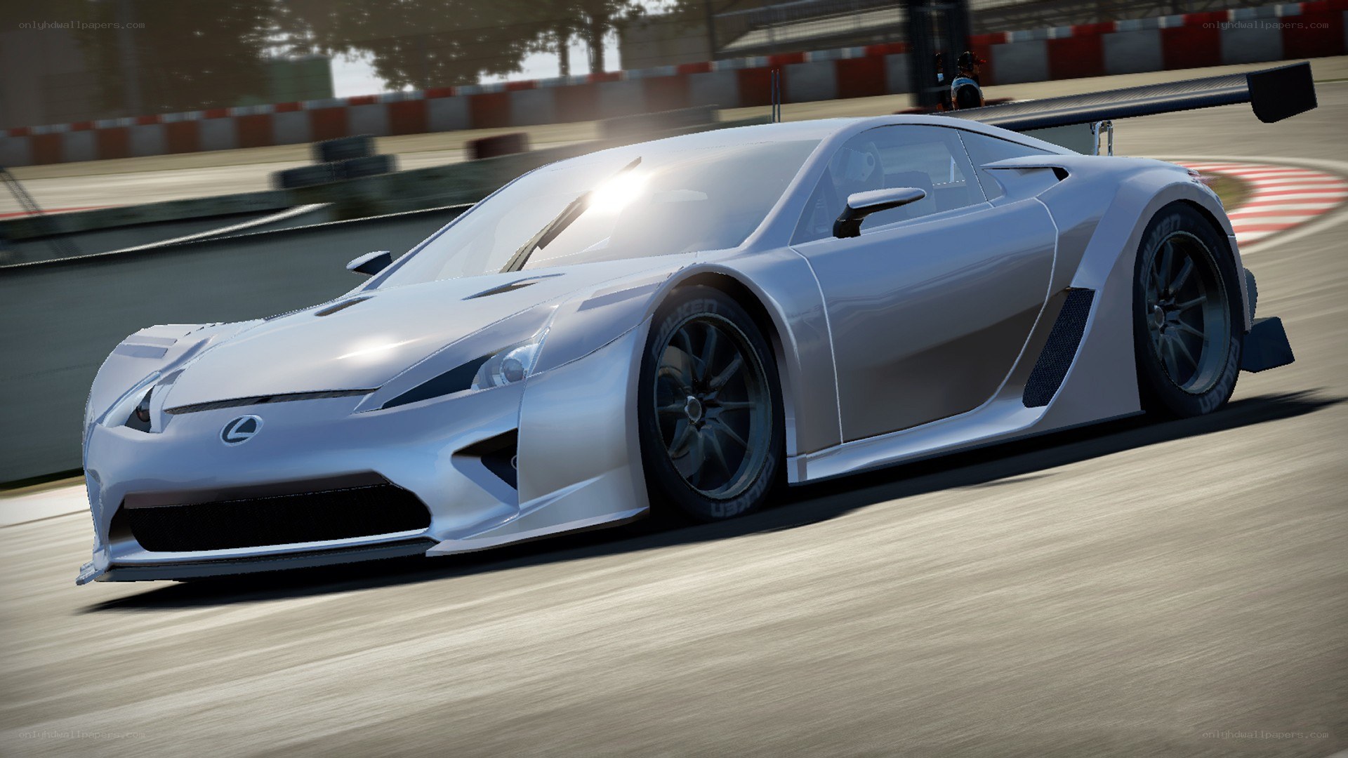 silver race car on track