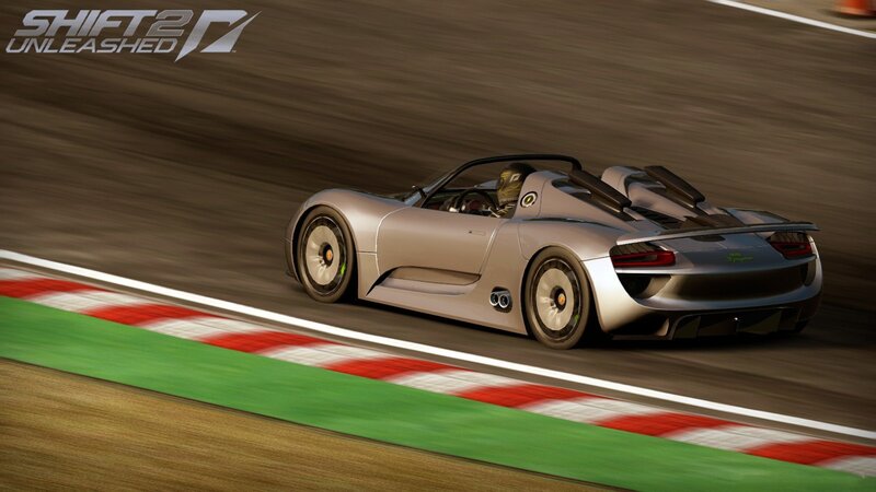 Silver race car on track